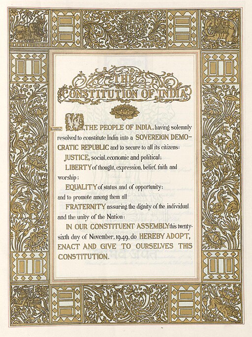 Original text of the Preamble of the Indian constitution