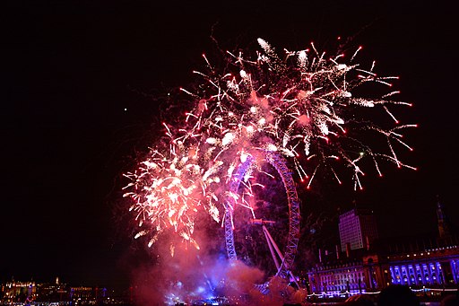 Fireworks over London Eye as part of the New Year's 2013/2014 celebrations.