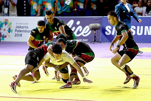 कबड्डी Kabaddi being played at the 2018 Asian Games 