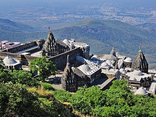 The cluster of Jain temples on गिरनार पर्वत Girnar mountain near Junagadh, Gujarat