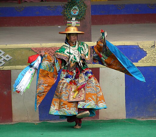 A Tibetan monk performance during Losar at Domthok Monastery in the Kham region