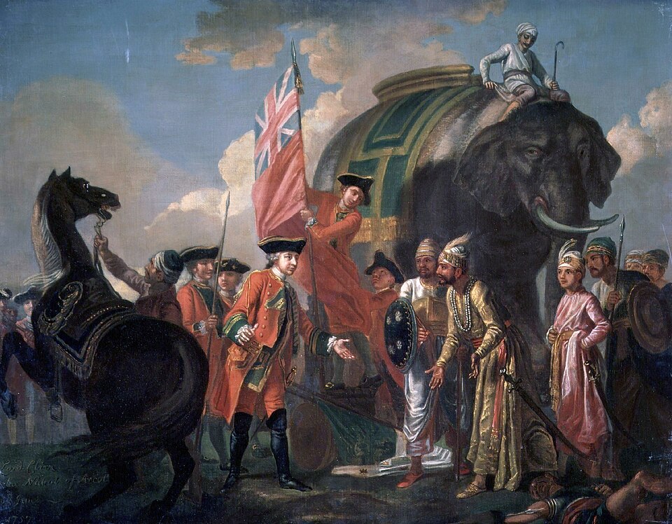 प्लासीची लढाई Battle of Plassey - Lord Clive meeting with Mir Jafar after the Battle of Plassey